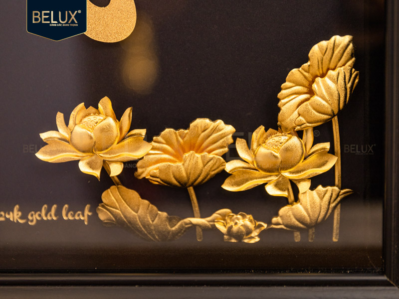 Tranh Chữ Tâm Dát Vàng 24k 25x20cm